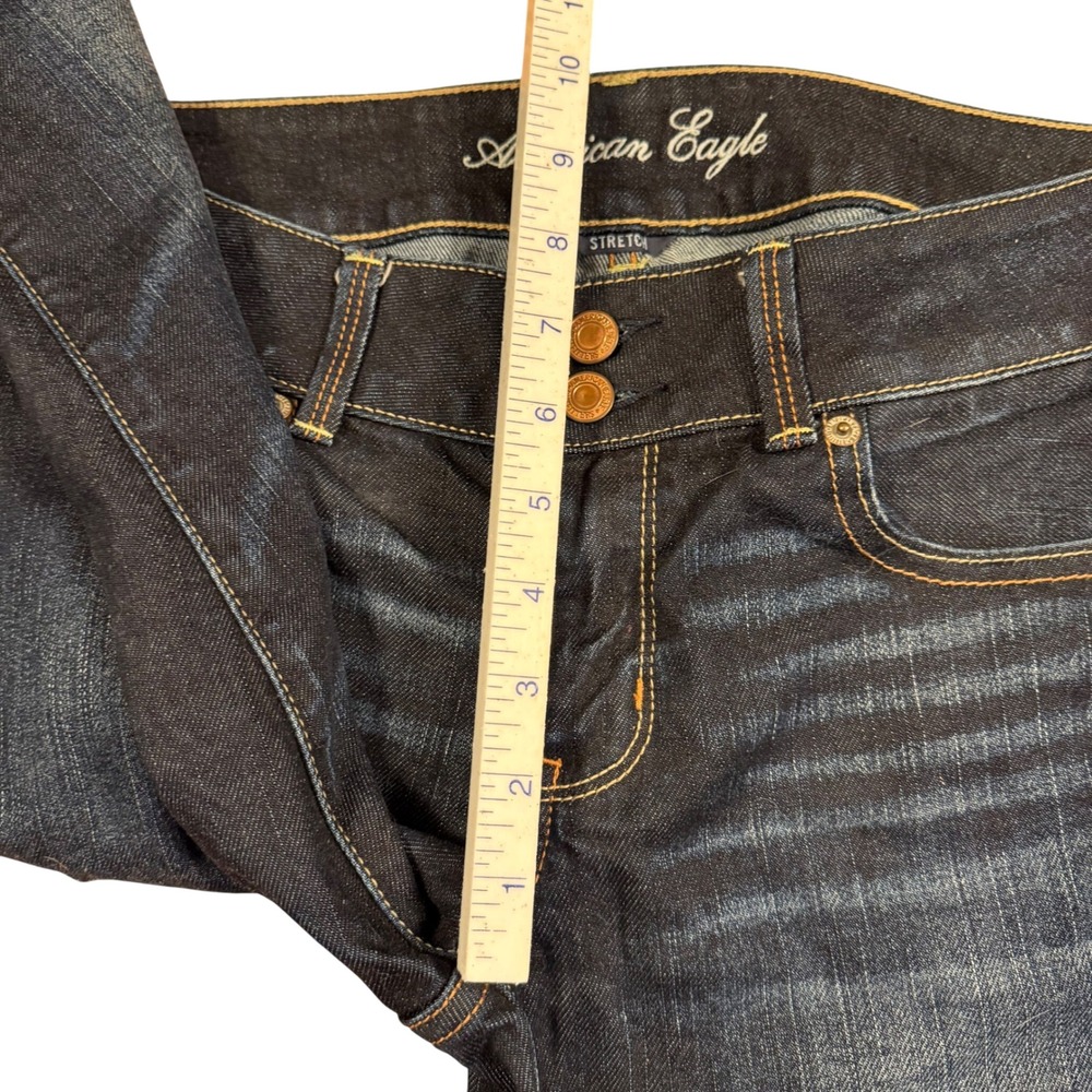 American Eagle Artist Jeans Womens 8 Regular Dark Wash Stretch Denim Flare Blue - Picture 6 of 9